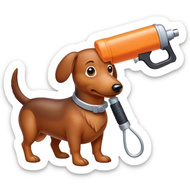 wiener dog with a caulking gun sticker