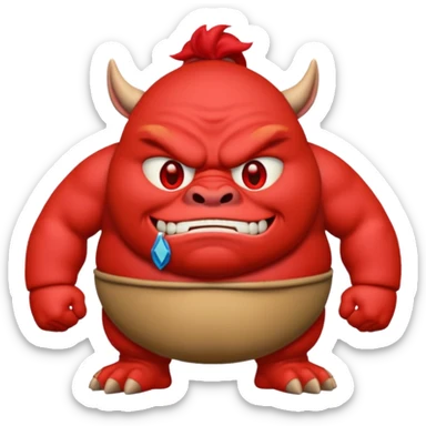 create an emoji that looks exactly like the IOS red japanese ogre emoji with the letters "nA" underneath the emoji. sticker