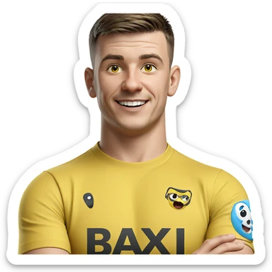 smiling boy in yellow shirt sticker