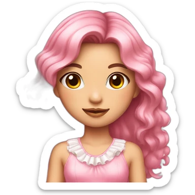 A girl wearing a pink kawaii dress that’s very frilly and girly  sticker