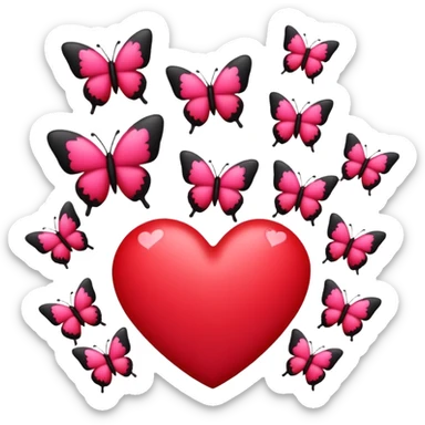 Really cool heart emoji for my sexy girlfriend that’s mainly  red & black. With just super super tiny hot pink butterflies on it.  sticker