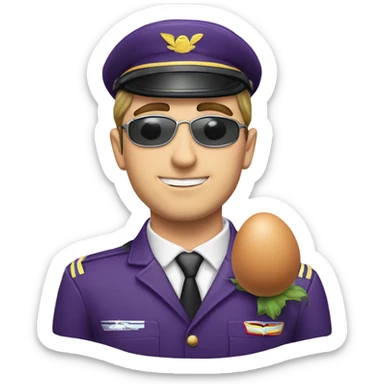 Caucasian male gay pilot kissing egg plant sticker
