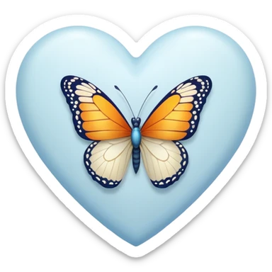 white heart with a butterfly sticker