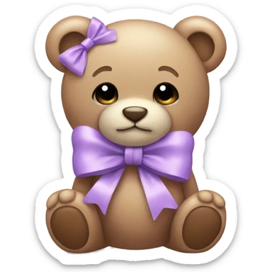 Teddy with lilac bow sticker