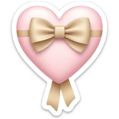 Pastel pink heart with beige bow  sticker
