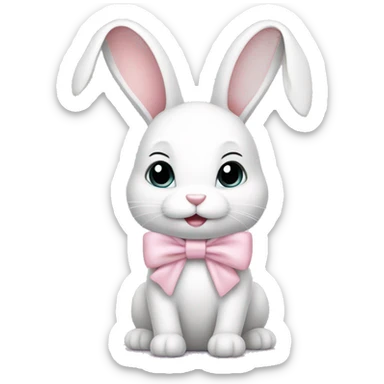 White bunny with light pink bows sticker