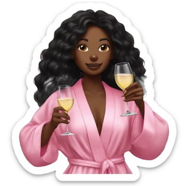 pink victoria secret robe on black girl holding white wine sticker