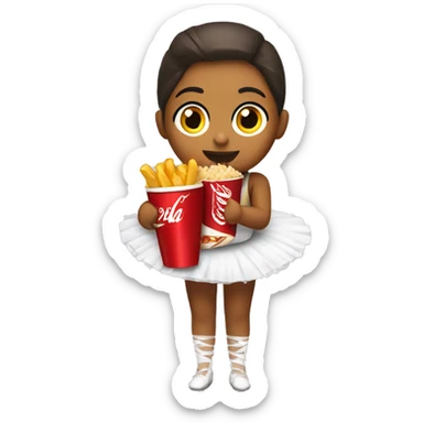 Ballerina eating KFC with Coca Cola and Fries  sticker