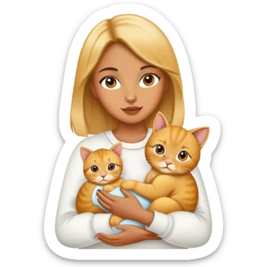 one fashion girl with baby golden cat sticker