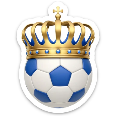 Real Madrid inspired golden crown with a small soccer ball and blue details sticker