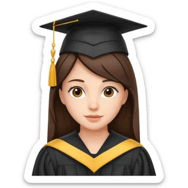 Brunette with graduation sticker