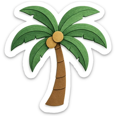 palm tree with layered paper effect on a white background, paper-craft style sticker
