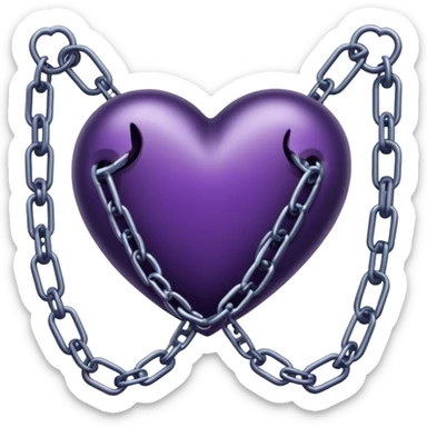 Dark purple heart in chains sticker