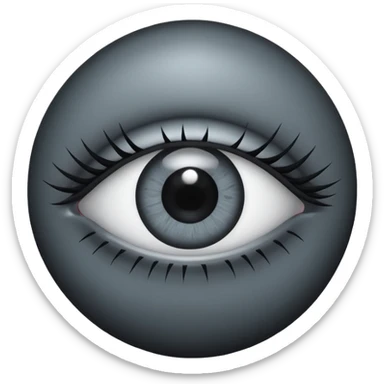 Minimal emoji, gothic futuristic eye, cold grey sclera, the pupil is fully replaced by a solid black number 8 eight, occult cyber aesthetic, sharp clean lines, flat emoji design, centered, transparent background sticker