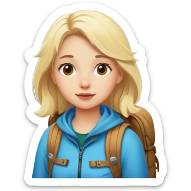 blonde backpacking girl in the mountains sticker