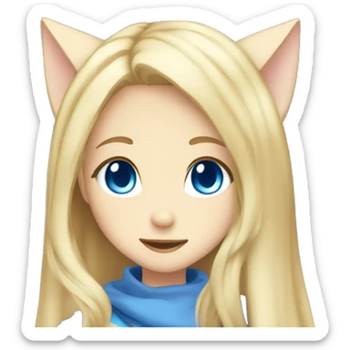 Anime catgirl, blonde hair, blue eyes, long hair sticker