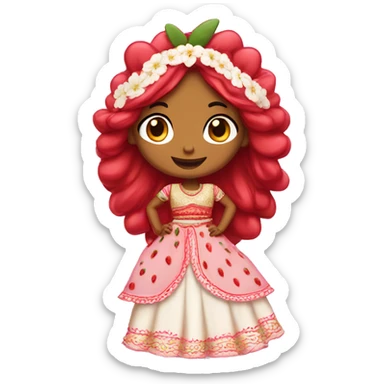 strawberry shortcake in a lehenga  sticker