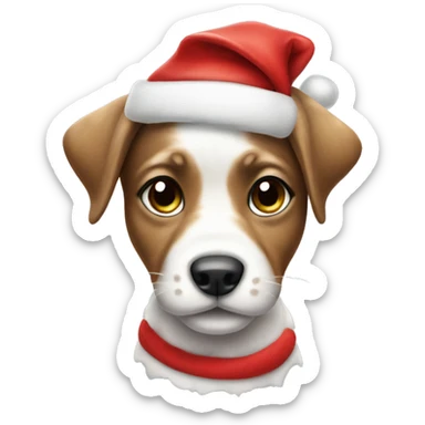 speckled puppy with a santa hat  sticker