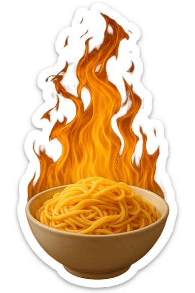 fiamma di metabolismo con bowl di pasta realistici sticker