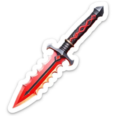 dark desert dagger object icon, black steel blade with crimson glow runes, mysterious desert assassin weapon, 3D cartoon, mobile game icon style, centered, clean background, no text, no watermark
 sticker