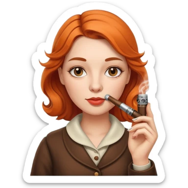 Woman smoking a pipe with a lighter  sticker