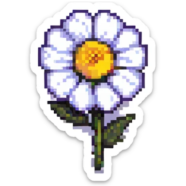 super simple pixel art flower with minimal pixels and bold black outline sticker