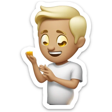 white skin man rejoices around candles burning sticker