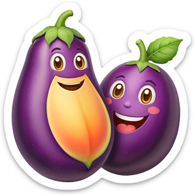 eggplant and peach combined in a humorous way sticker