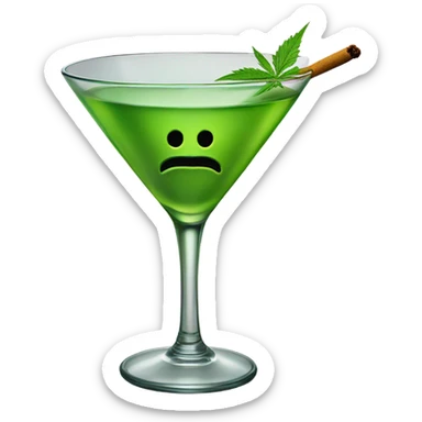 liquid marijuana cocktail in martini glass sticker