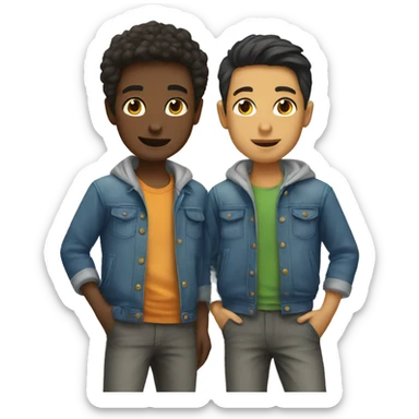 two boys in casual attire sticker