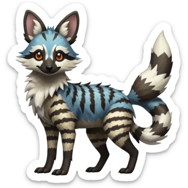 Colorful Silvally-Aardwolf-Nargacuga-Trico-Genet-fusion-animal-hybrid-creature, full body sticker