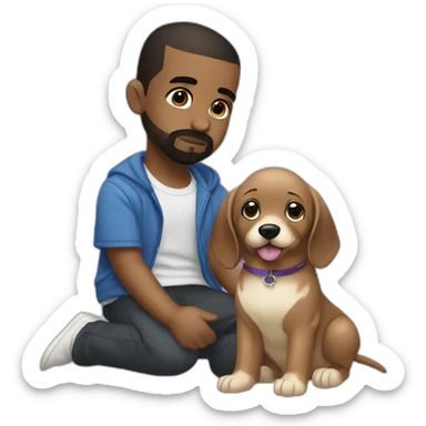 drake and kanye west baby petting a purple dog sticker