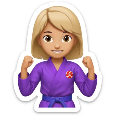 karate girl with violet belt, smiling sticker