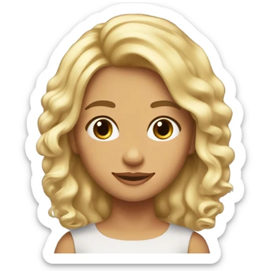 Chica rubia con pelo ondulado planchándole el pelo a su amiga castaña  sticker