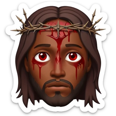 Dark skin Jesus with thorns on head injuries  sticker