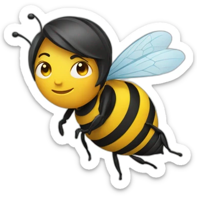 graphic designer in the air with a bee sticker