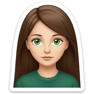 pretty middle age woman with green eyes and long straight ash-brown hair  sticker