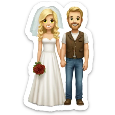 Redneck couple wedding sticker
