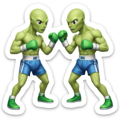 two aliens boxing
 sticker