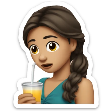 pretty brunette girl crying with a drink in hand sticker