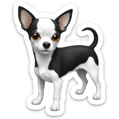 Chihuahua à poil long noir et blanc  sticker