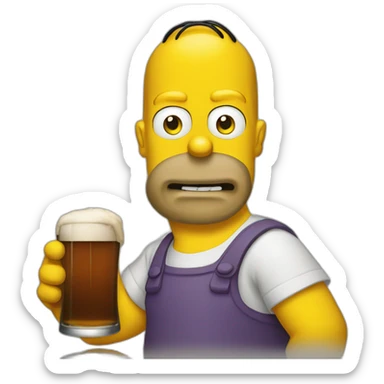 Homer Simson bois une bière sticker