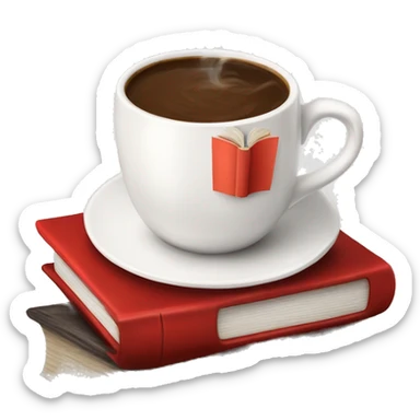 coffe and books red and White ￼ sticker