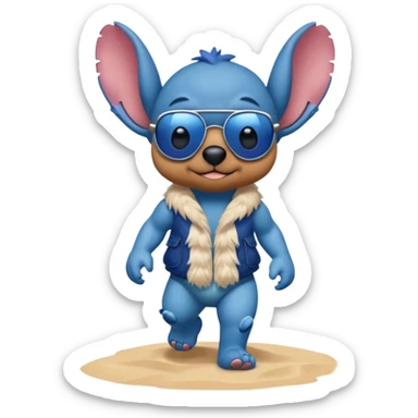 Stitch walking on the beach sticker