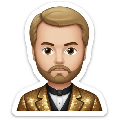 Paul Verlaine with dark blonde hair, bronze sequin outfit  sticker