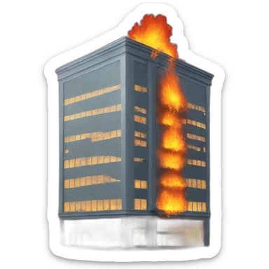 a building on fire sticker