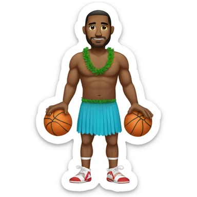 Basketball player wearing a hula skirt sticker