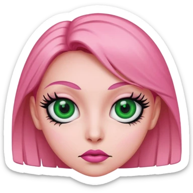 pink green black female eyeballs sticker