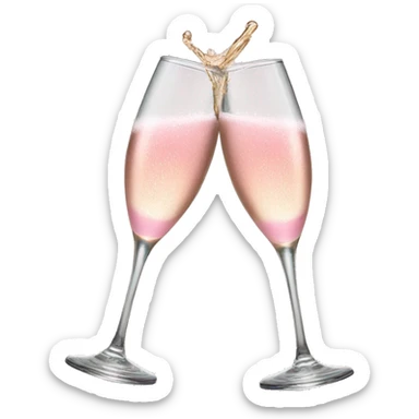 glasses of pastel pink champagne are smashing against each other sticker