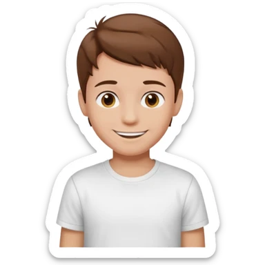 boy with brown hair in white T-shirt sticker